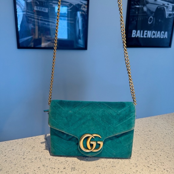 Gucci dyonisus mini-wallet with gold chain - velvet - Picture 3 of 5